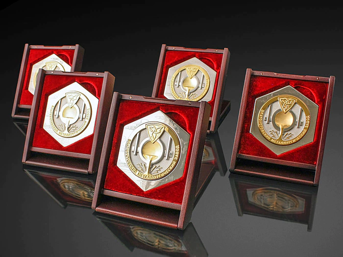 Corporate medal in a transformer stand